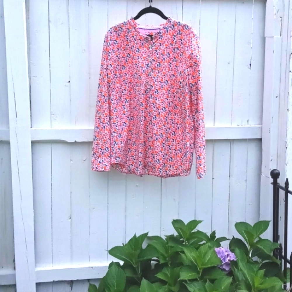 Talbots Women's Floral Print Long-sleeved Blouse, Sz XL